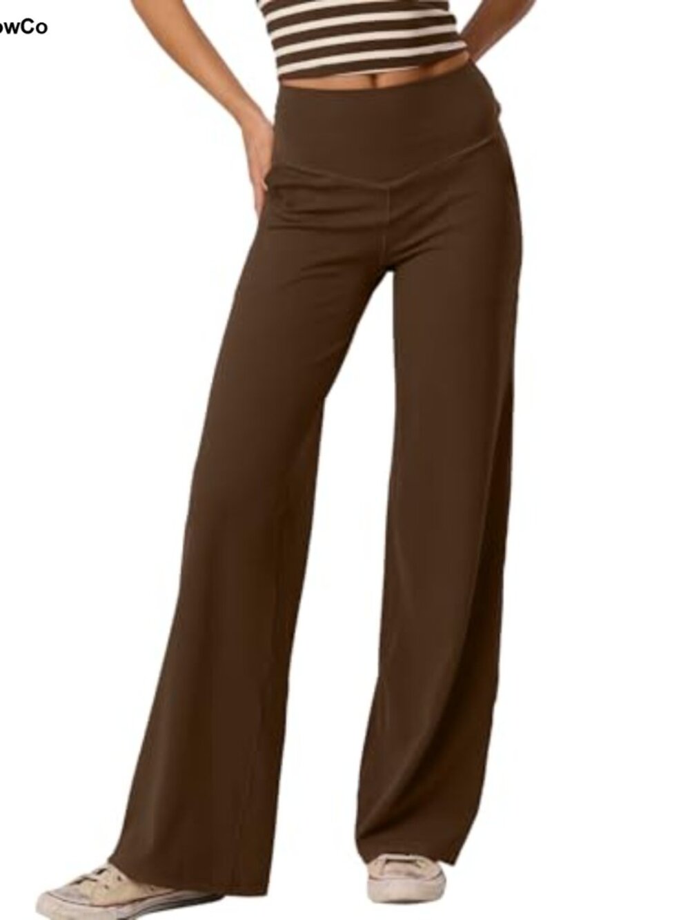 Wide Leg Yoga Pants High Waisted Pockets Stretch Workout